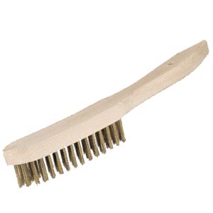 Cepillo púas mango madera acero latonado 0,40mm de 4 hileras