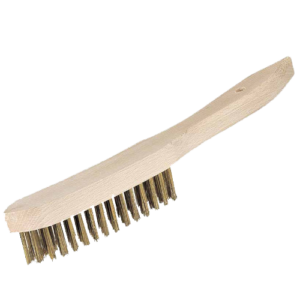 Cepillo púas mango madera acero latonado 0,40mm de 4 hileras