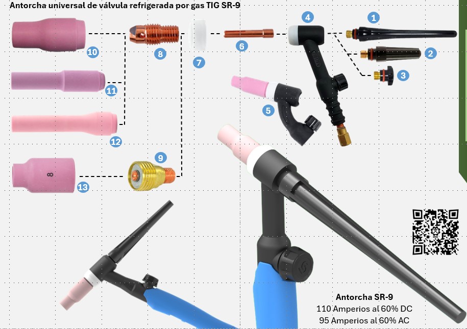 Antorcha TIG con grifo - válvula SR-9 - Imagen 5